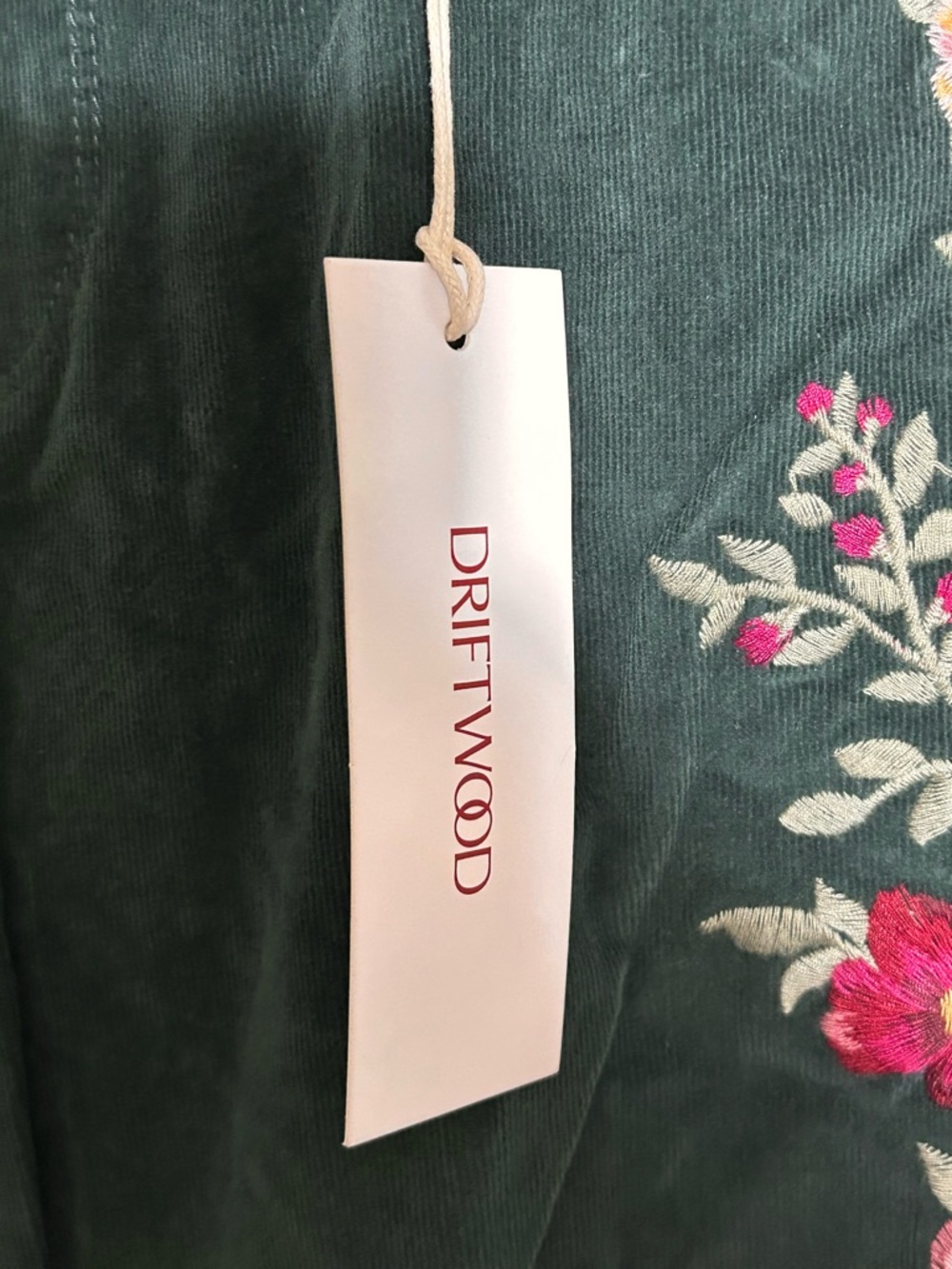 NWT  Driftwood Farrah Embroidered Corduroy Flare Jeans 25 and 29 Forest Green - Picture 13 of 13